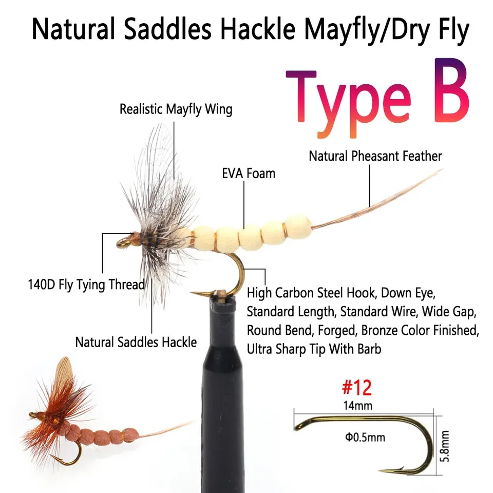 3 Mayfly Dun Black - mosche secche di alta qualità legate a