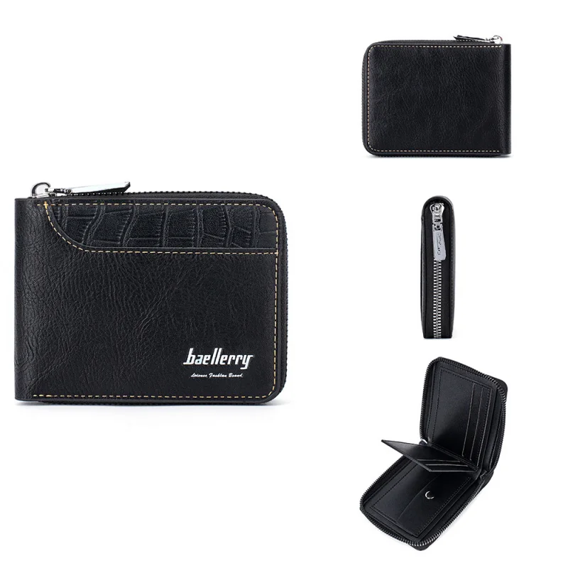 New men's short wallet retro multi slot zipper card bag