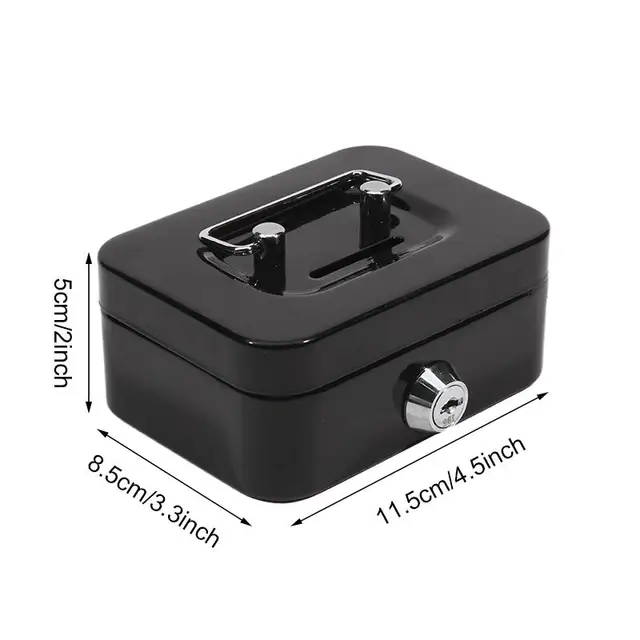Money Safe Box Mini Cash Box Metal Key Money Bank Small Security Lock Box Portable Sturdy Lockable Coin Boxes for Adults Kids 5