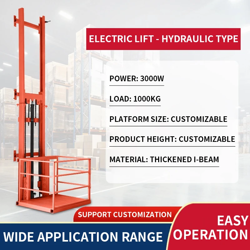 Elevatore Elettrico 500KG/1000KG, Piccolo Sollevatore Idraulico Elettrico, Montacarichi a Guida Lineare, Elevatore Semplice per Magazzino e Casa - immagine 4