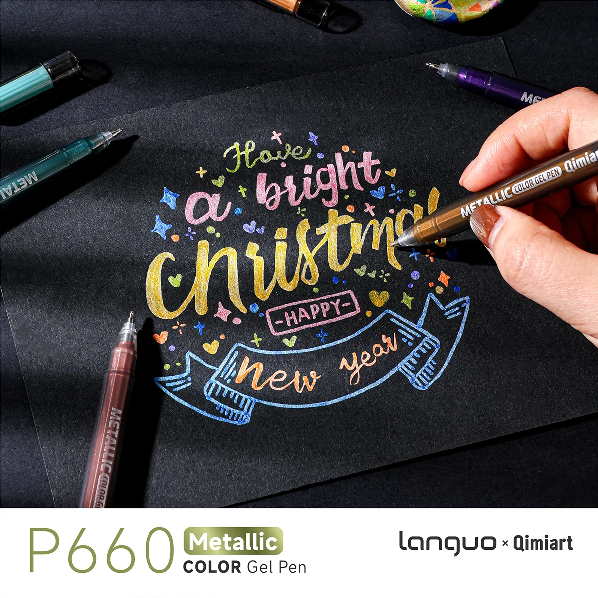 Languo 3D 3차원 48색 메탈릭 컬러 드로잉 펜 1개 포함. 0mm 스테인리스 스틸 펜촉, 안정적이고 부드러운 잉크 출력, 금속 광택 질감, 다양한 재료에 적합, 방수 및 변색 방지, 매우 풍부한 색상
