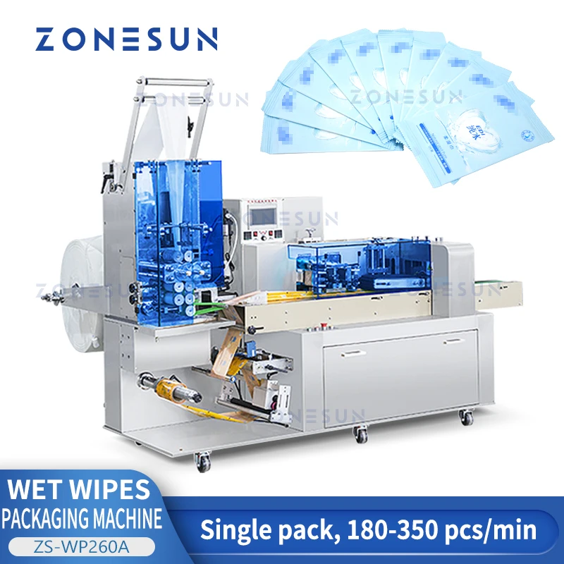 Zonesun Single Pack Salviette Umidificate Che Fanno Macchina Baby Wipe Paper Towel Tissue Bagger Linea Di Imballaggio Antisettico Zs-Wp260A