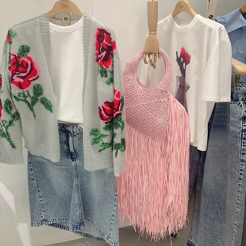 Fashion Straw Woven Shoulder Messenger Bags Women's love Designer Luxury Crossbody Bag Summer Beach Female Tassel Handbag