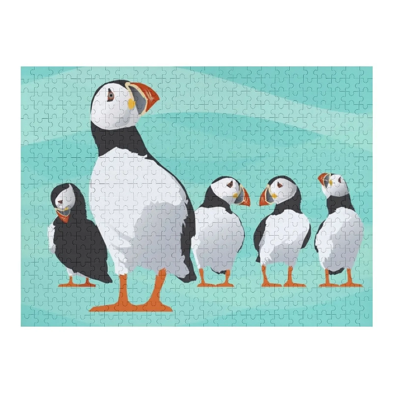 Curious Puffin - on aqua Jigsaw Puzzle Personalized Gift Personalised Toys Puzzle the puffin keeper