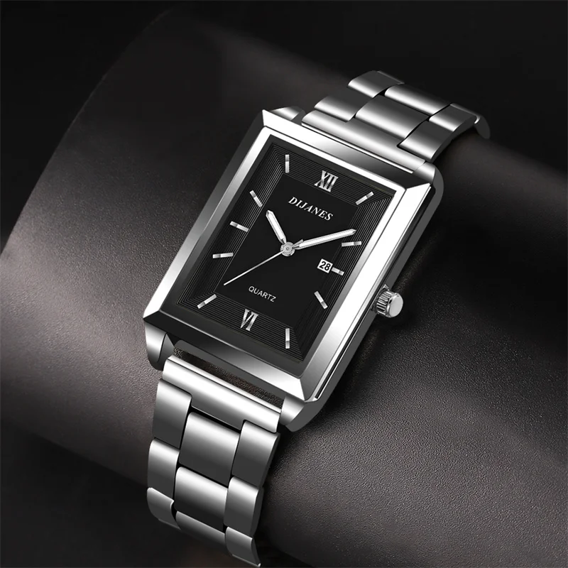 Fashion Men's Calendar Date Sport Casual Leather Wristwatch Luxury Business Stainless Steel Quartz Watch for Man montre homme 4