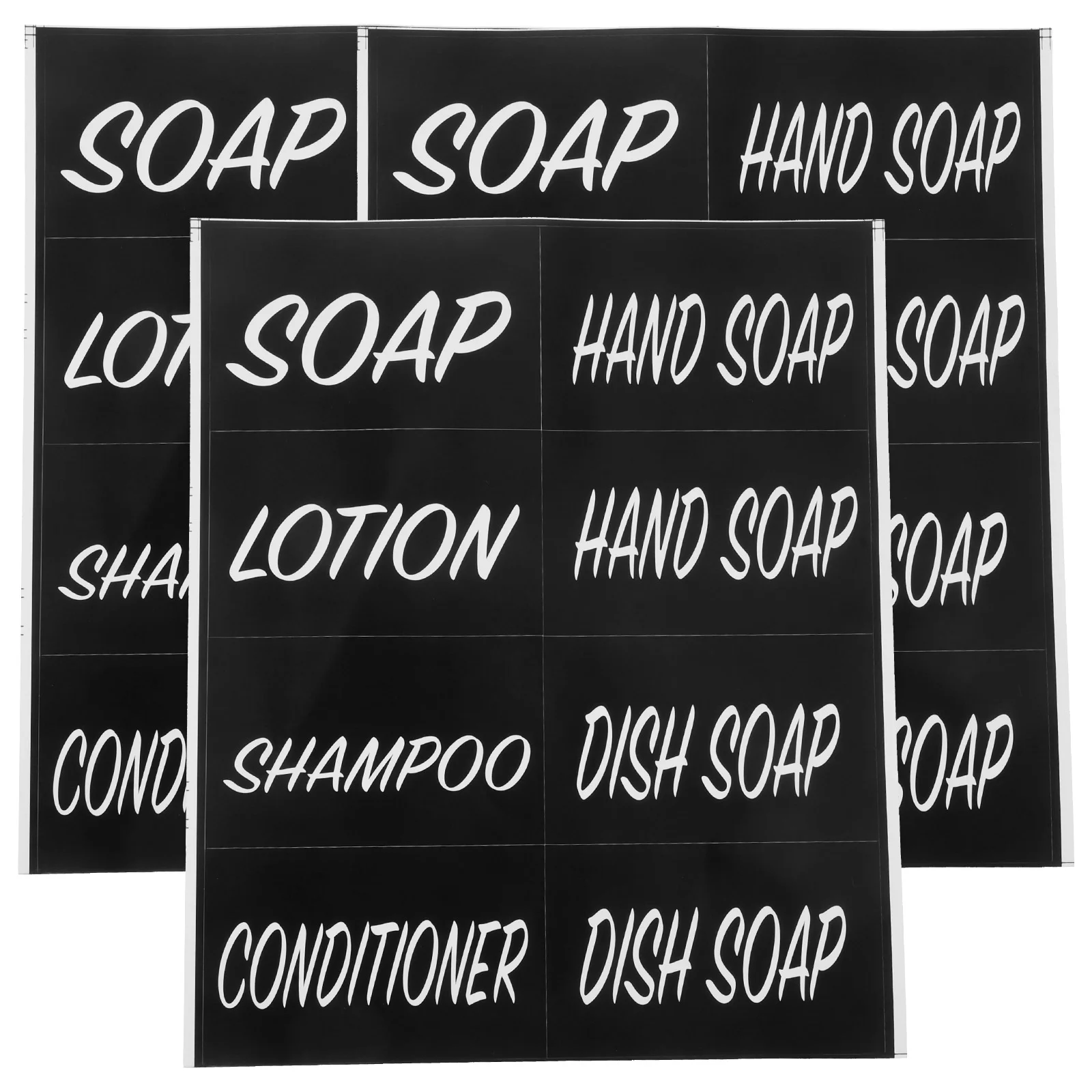 

3 Sheets Waterproof and Oil-proof Bath Label Dishsoap Toiletries (black) Stickers Shampoo Sub-bottle Decals Self-adhesive