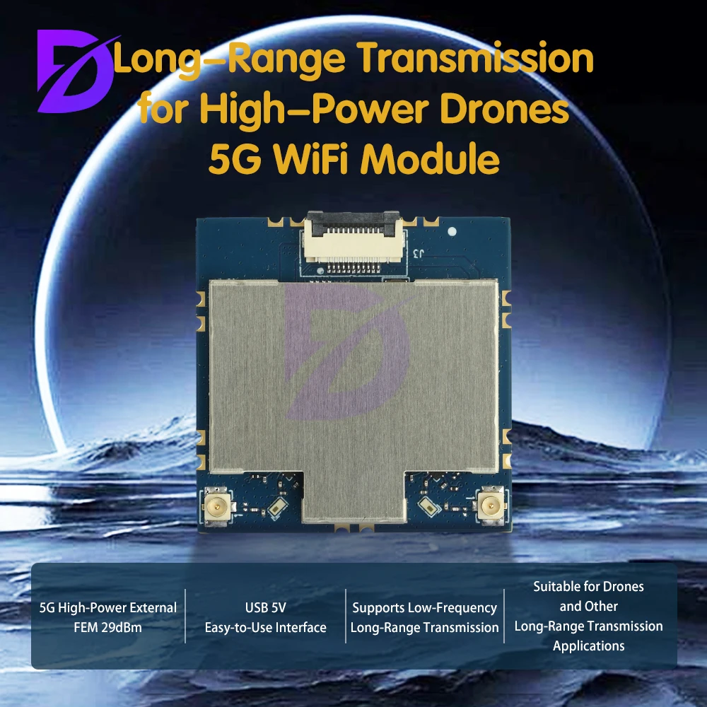 Connecteur USB du module WiFi 5.8GHz 867Mbps RTL8812EU pour drone et caméra IP