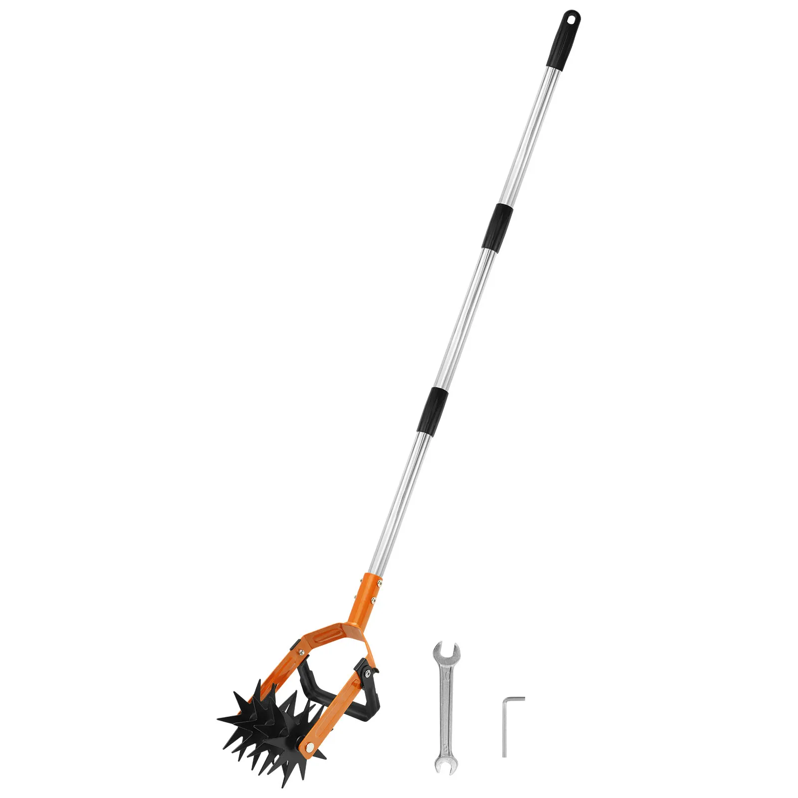 Adjustable Rotary Cultivator Garden Lawn Gardening Rotary Tiller and Hand-Held Garden Cultivator Tool Soil Plowing Tool for Soil