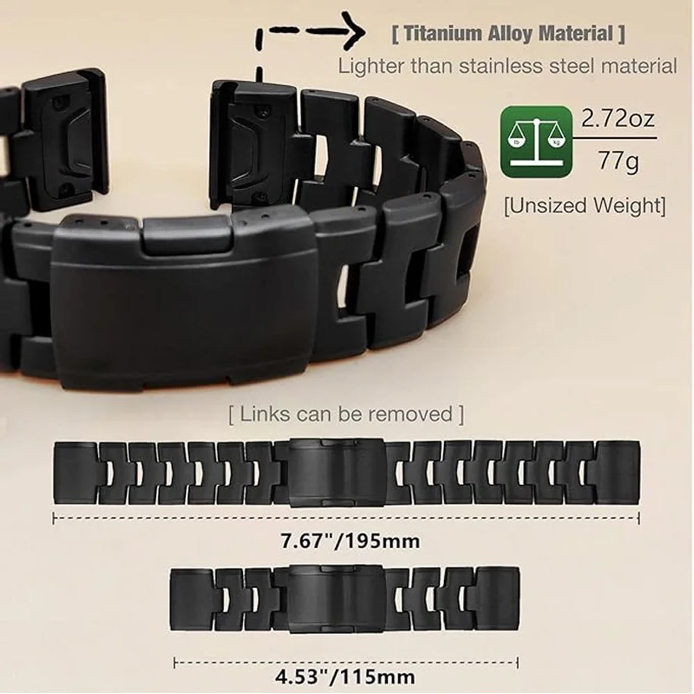 Titanium Luxury Watch Bracelet - 22mm/26mm Metal Strap