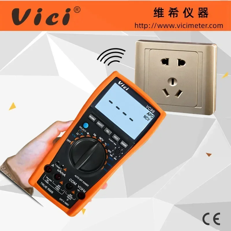 Vici VC99 Auto-Ranging Multimeter Backlit LCD AC/DC Tester Home/Electricians Data Hold/Temperature/NCV CE Certified digital multimeter