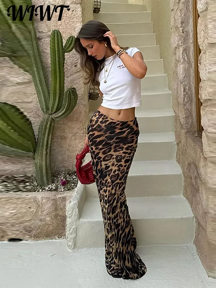 

Vintage Leopard Print Women Skirt Zippers Hip Package Skirts Female 2024 Spring Summer Elegant Lady Streetwearar