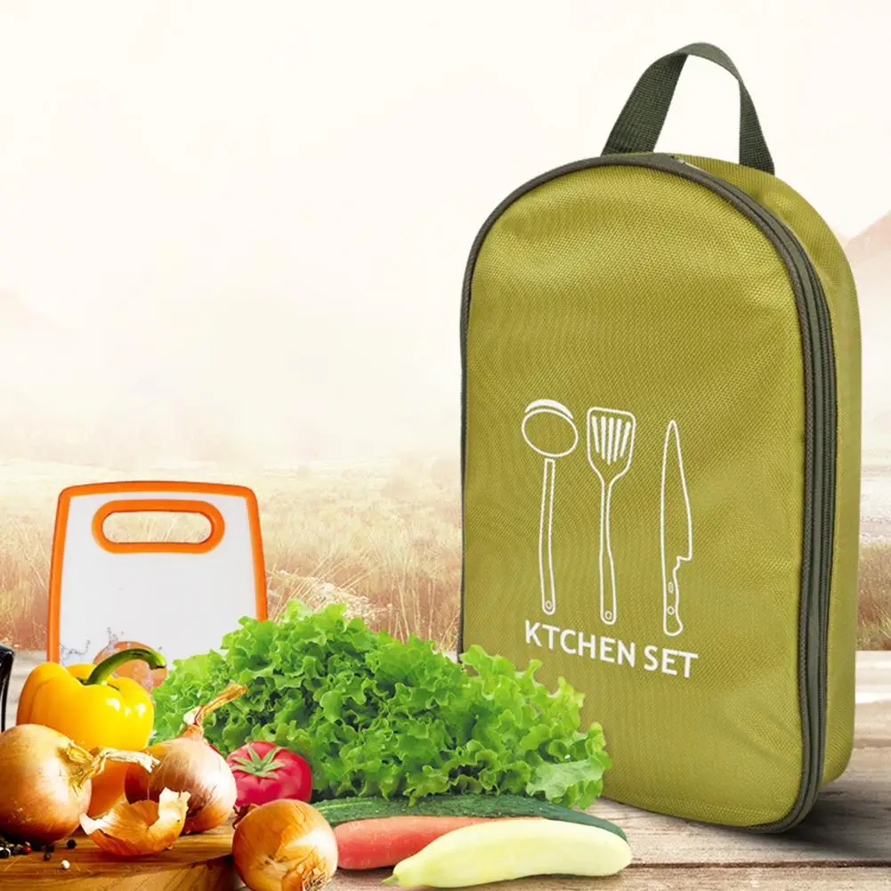 Cookware Storage Bag  Portable Easy to Carry Fixed Fastening  Tableware Hanging Bag with Tissue Rack for Outdoor