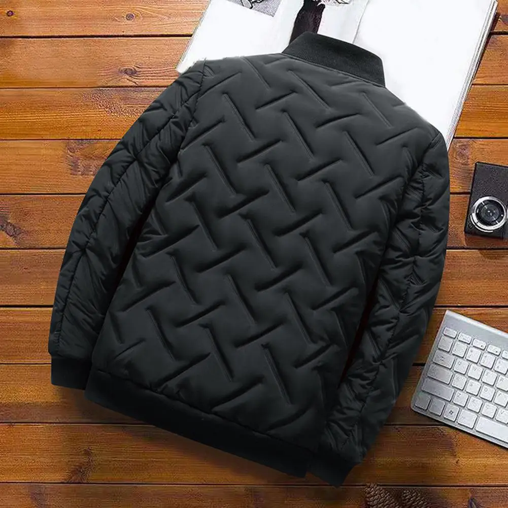 Trendy Men Outwear Male Men Jacket Colors Matching Loose Fit Zipper Coat  Coldproof