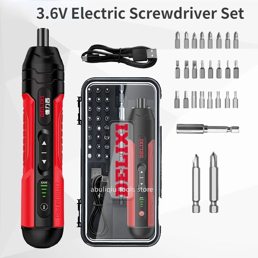 DELIXI Cordless Electric Screwdriver Set 3.6V Rechargeable Lithium Battery Screwdrivers Repair Power Tool S2 Steel Precision Bit screwdriver precision screwdrivers rotating cap pocket screwdriver