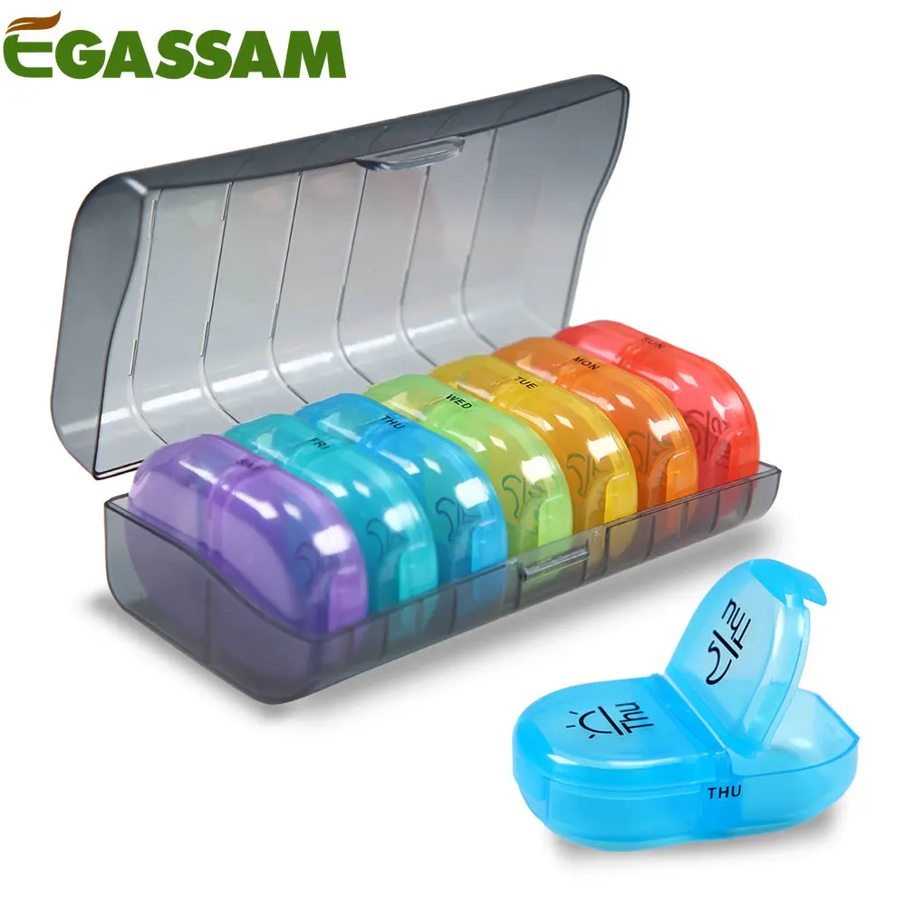 

Pill Box 2 Times a Day, Weekly Pill Organizer AM PM with 7 Daily Pocket Case to Hold Vitamin, Medicine, Medication, Supplement