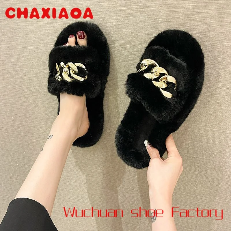 

Fluffy Slippers Women's Outdoor Wear Autumn New Internet Celebrity Chain Flat Bottom Comfort All-Matching Home Pregnant Women La