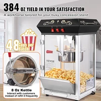 VEVOR Machine à Pop Corn 850 W, Appareil à Pop-corn de Comptoir Électrique, Bol de 227 g pour 48 Tasses par Lot, en Verre Trempé, avec 4 Cuillères, Style cinéma, Facile à Nettoyer, Fête Magasin, Noir 3