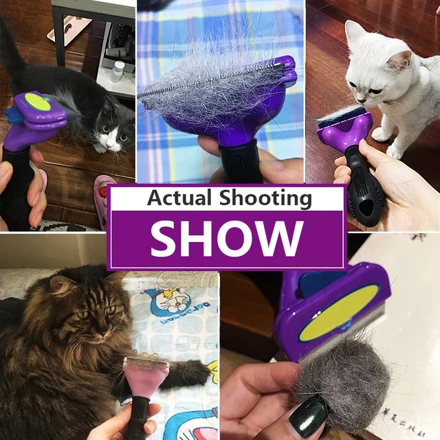 Pet Cat Hair Removal Combs Pet Grooming Brush Dogs Cats Hair Shedding Massage Combs Cat Hair Remover Cleaning Grooming Cat Brush 6