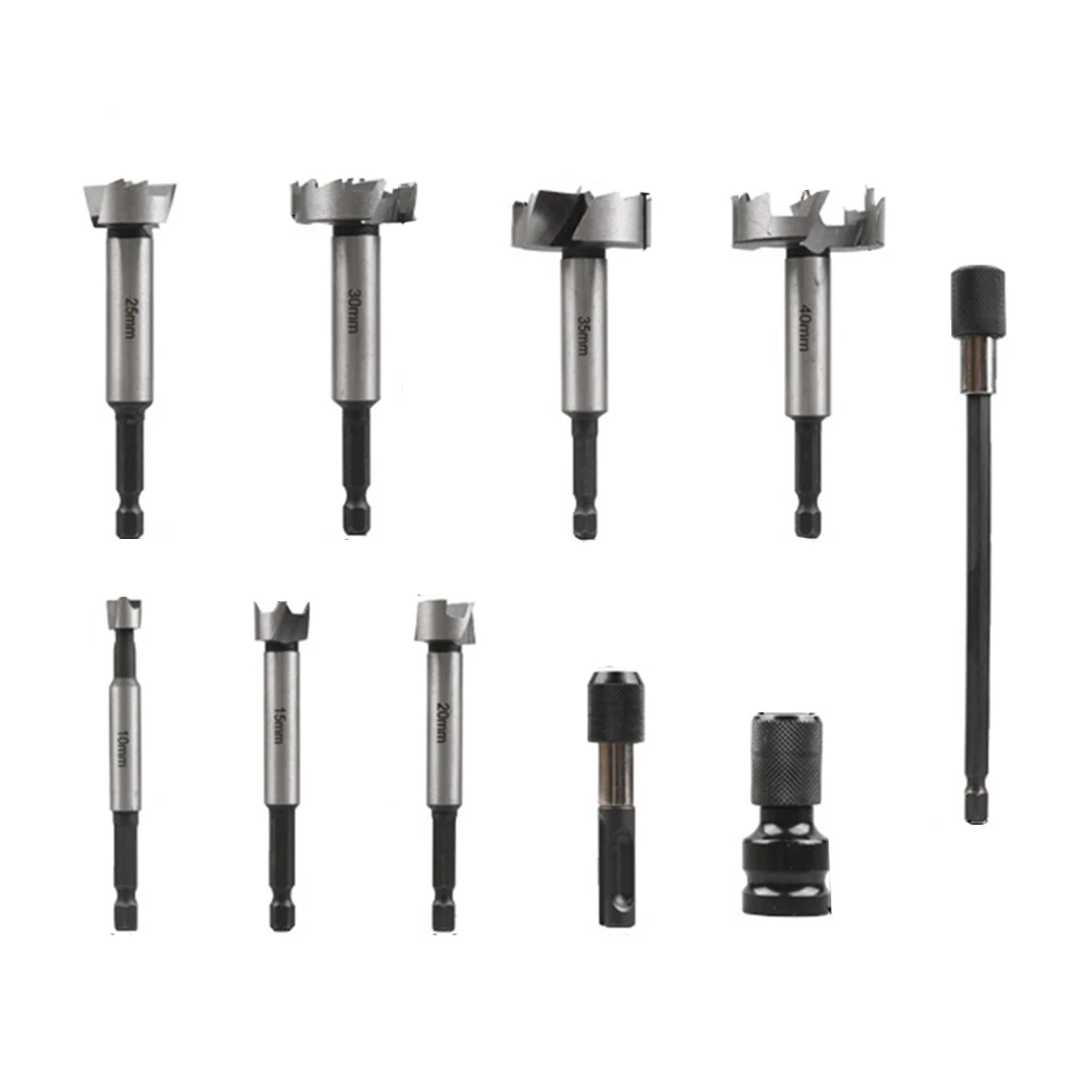 10pcs-woodworking-635mm-hex-shank-drill-bits-boring-drill-bits-self-centering-hole-saw-power-tools-parts-accessories