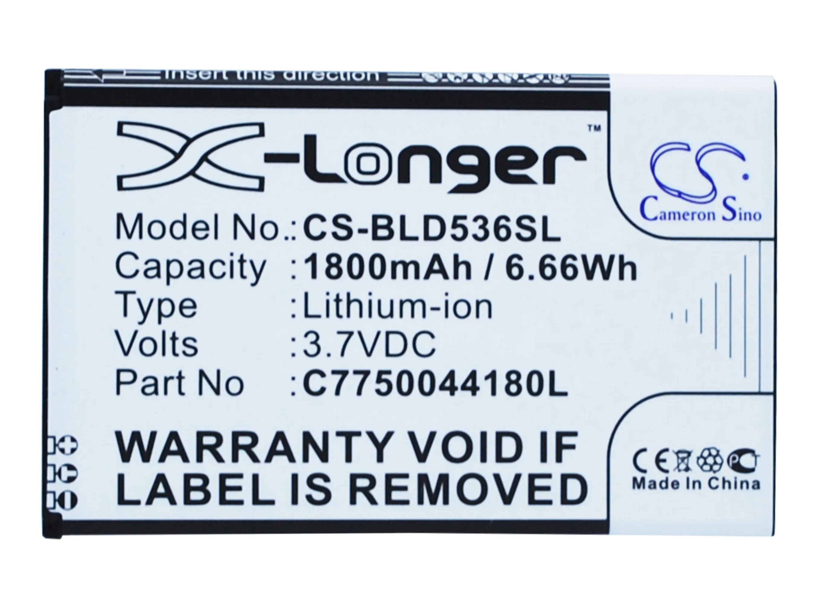 CS Batteria 1800mAh Per BLU D030/D536/Studio 5.0 - Sostituto C775004180L, Li-ion 3.7V