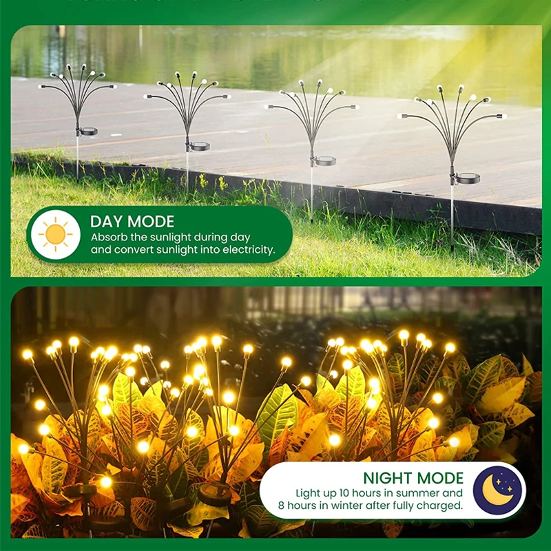Solar LED Lights Solar LED Firefly Lights Outdoor Garden Decor Lawn Solar Light Waterproof Patio Walkway Yard Balcony Pathway Lamp