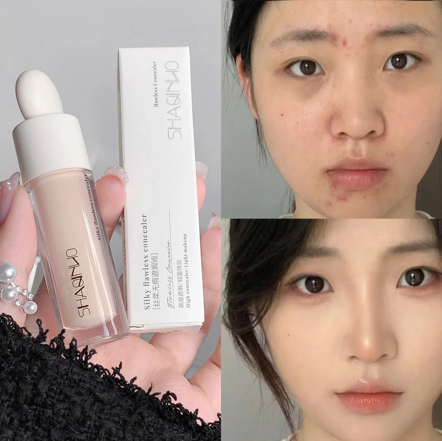 3 Colors Silky Traceless Concealer Cover Acne Marks Spots Scarring Dark Eye Circles Face Whitening Concealer Brightening Skin 3