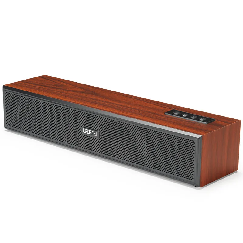 

Multimedia BT Audio Wood Sound Bar Strip Home Desktop Mini Subwoofer Boombox Noble Temperament Retro Portable Bluetooth Speaker
