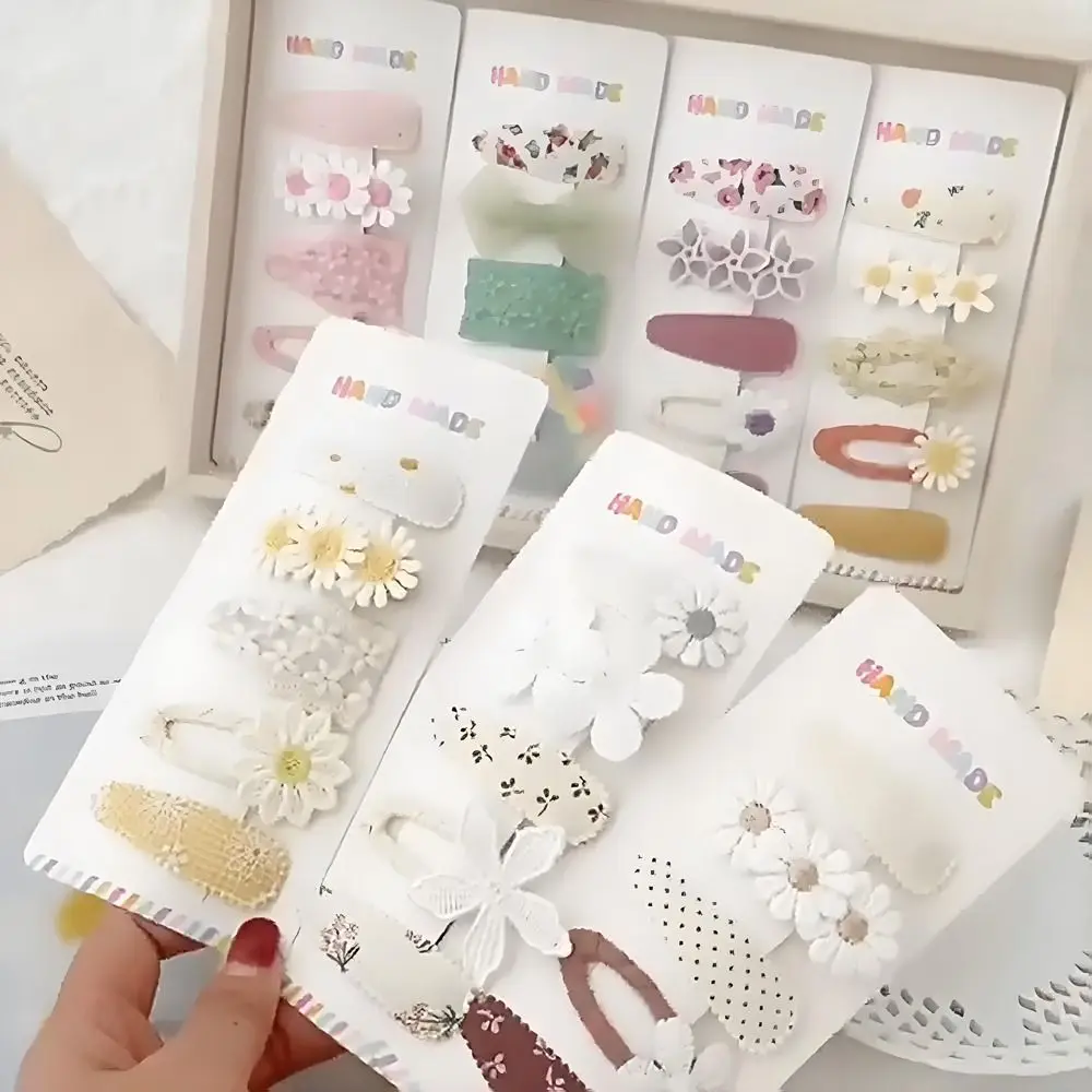 5PCS Fashion Cute Lovely Hair Clips Ins Style Cotton Girls BB Clips Barrettes Hair Accessories