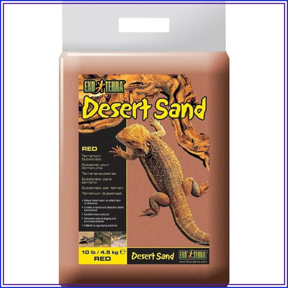 Natural Desert Sand for Reptile Terrarium, 10 lb, Red, Ideal Grain Size for Digging & Burrowing