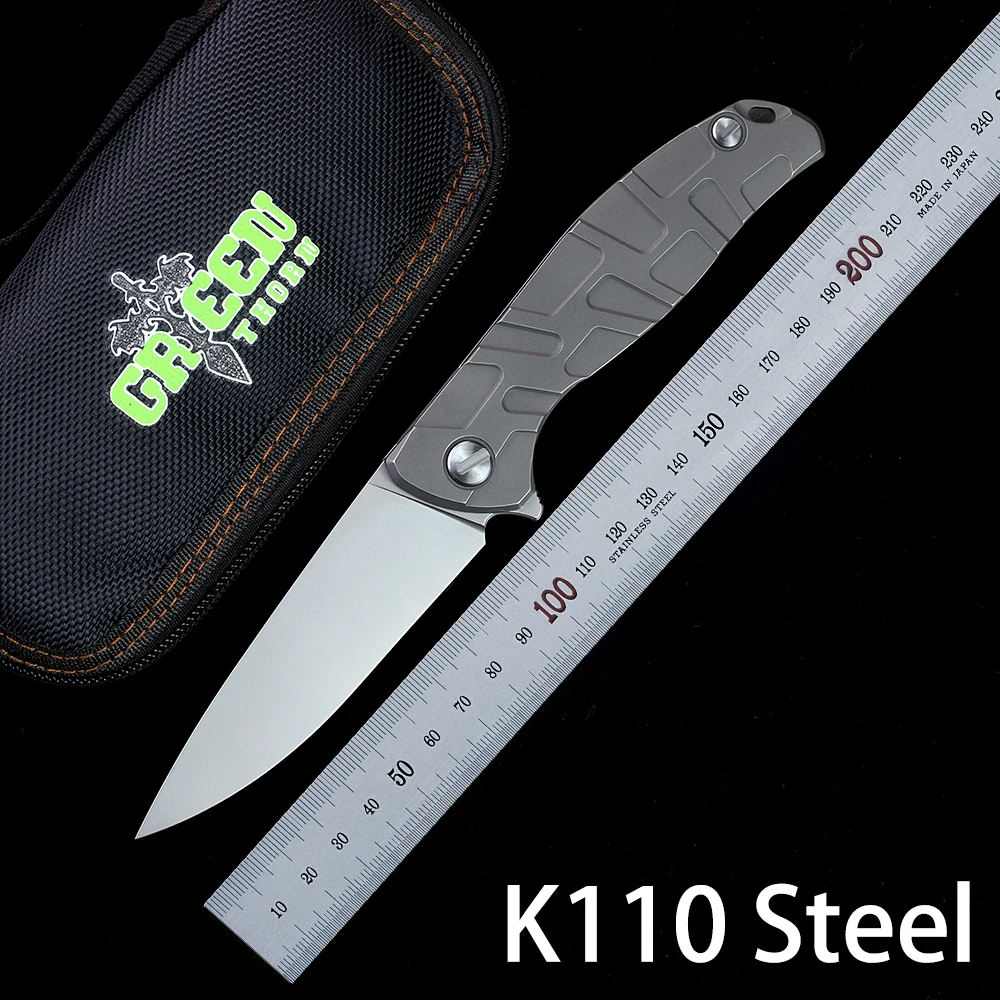 

Green thorn F95 Folding Knifek K110 Steel Titanium Alloy Handle Outdoor Survival Knife EDC Camping Self Defense Knife