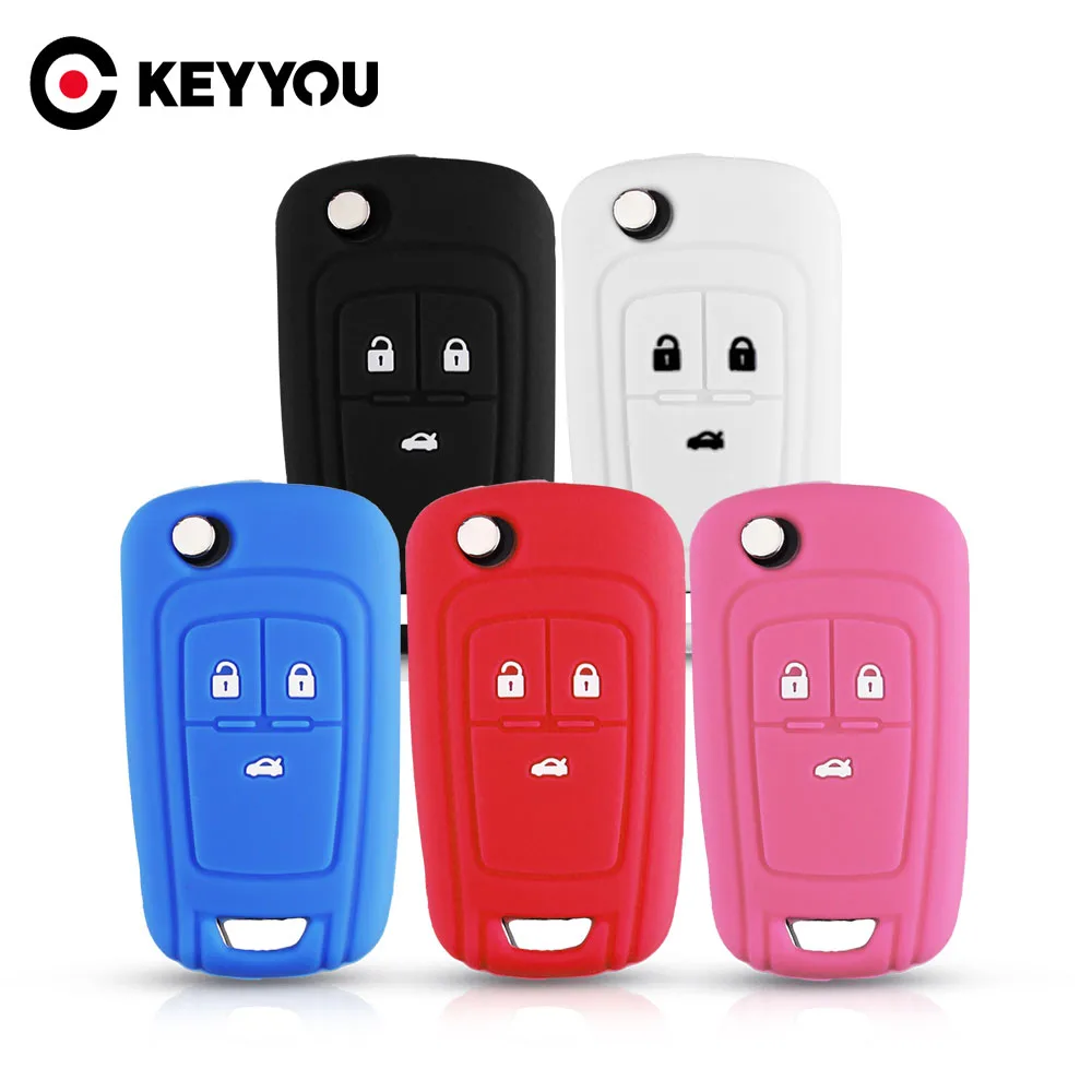 Silicone Car Key Cover Case, 3-Button Protection