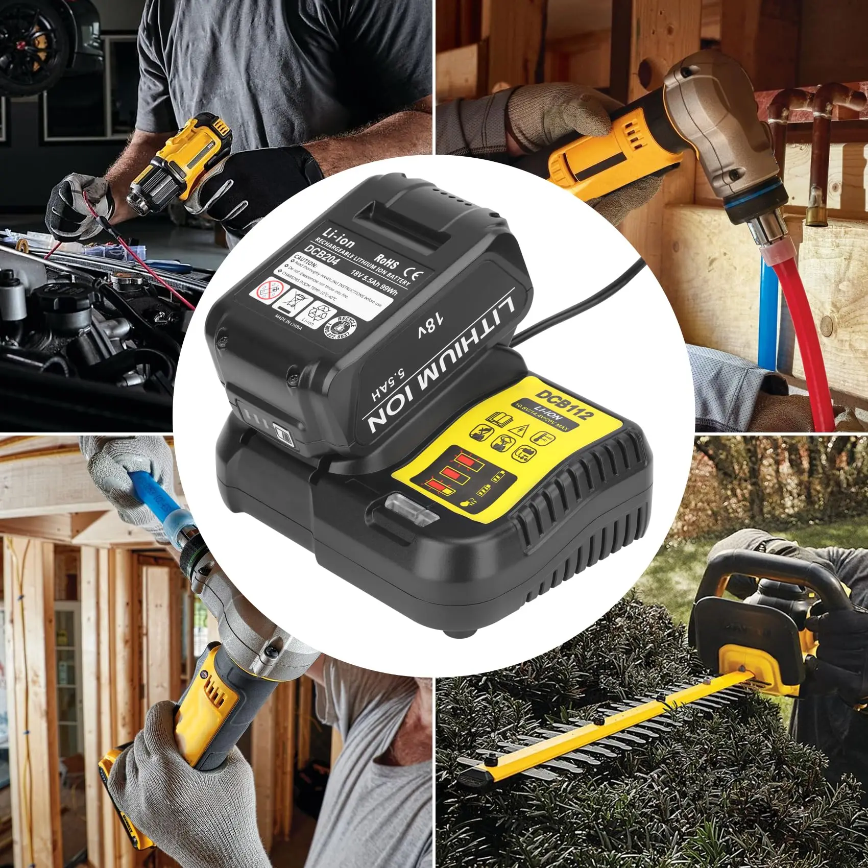 Dewalt 20v Battery Charger for DCB115 DCB101 DCB105 DCB107 Compatible for Dewalt 12V/20V MAX Li-Ion Battery for charger adapter,battery charger