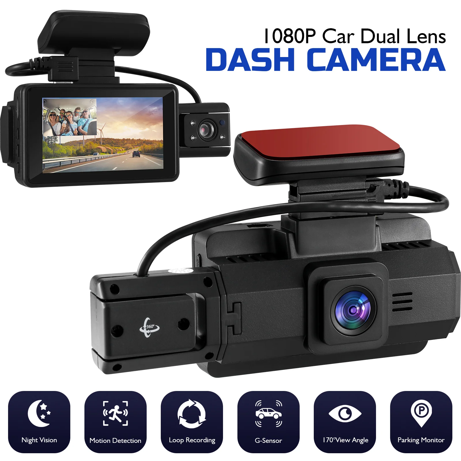 

Car Backup Camera Driving Camera Dash Recorder 1080P Front and Rear Vehicles Recorder Dash Camera