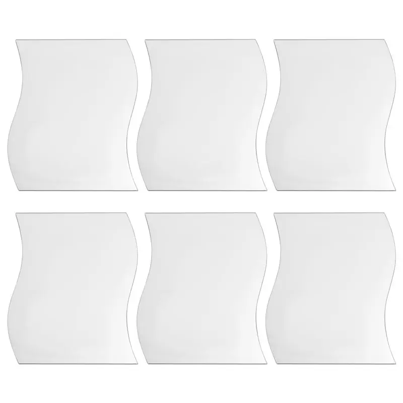 A01E-6Pcs 거울 벽 스타일 사각형 스티커, 은색 파도 무늬가 있는 보육원 장식