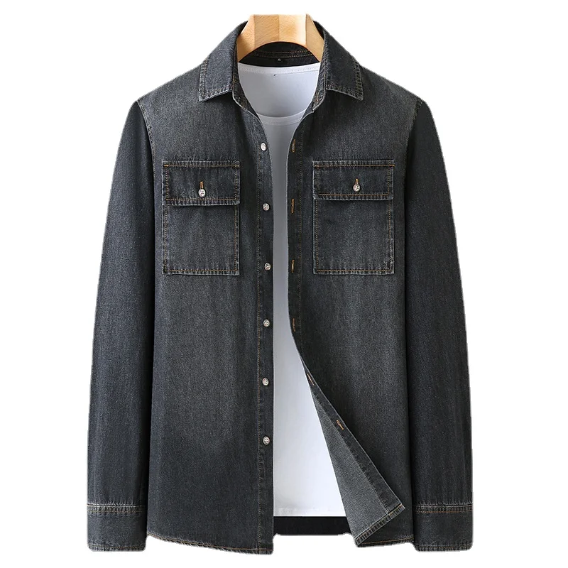 Men's Casual Loose Denim Shirt Spring and Autumn Plus Size LXL2XL3XL 4XL 5XL 6XL 7XL 8XL denim shirt long sleeved shirt