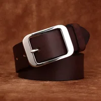 3.8CM Pure Cowhide Stainless Steel Needle Buckle Genuine Leather Casual Jeans Belt Men High Quality Luxury Male Strap Cintos