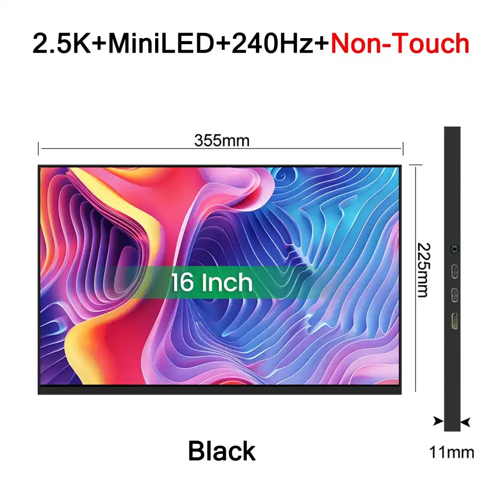 16 Inch 2.5K 240Hz MiniLED Portable Monitor 2560*1600 1200Nit 100