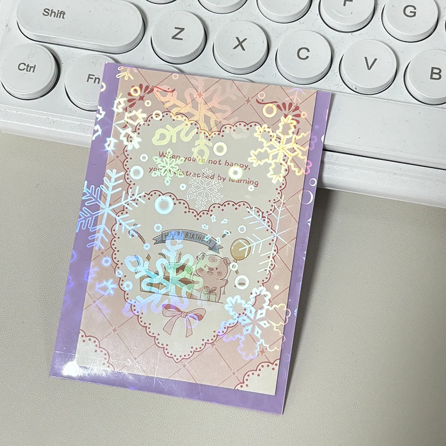 SKYSONIC 50pcs Kpop Card Sleeves 61x91mm Snowflake/Sakura Holder For Holo Postcards Top Load Film Photocard Game Cards Protector 5