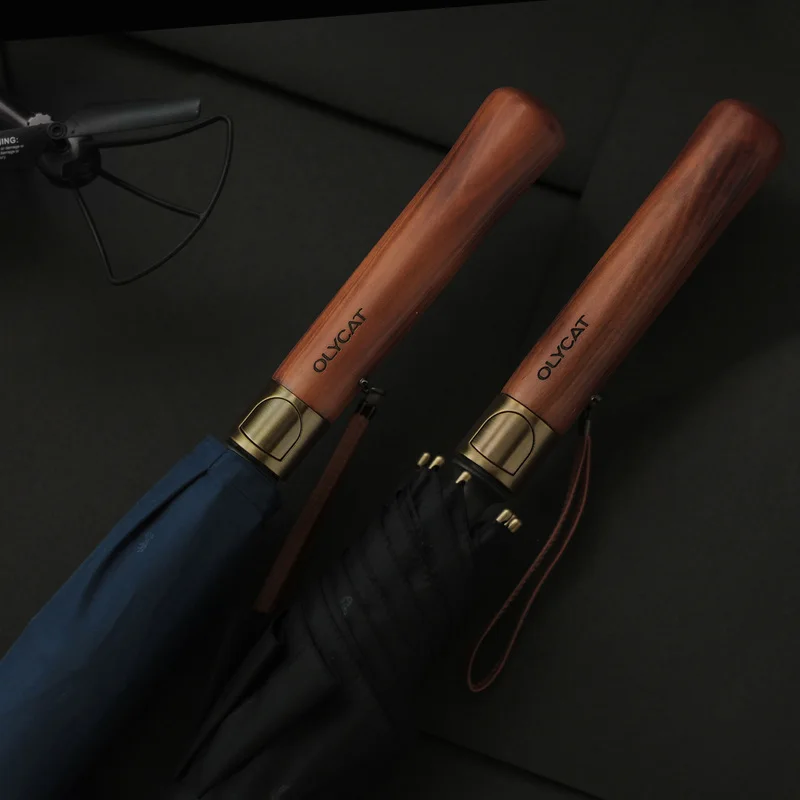 Olycat Wooden Long Handle Umbrella Windproof Golf Automatic Business Men Umbrellas Rain Women 8k
