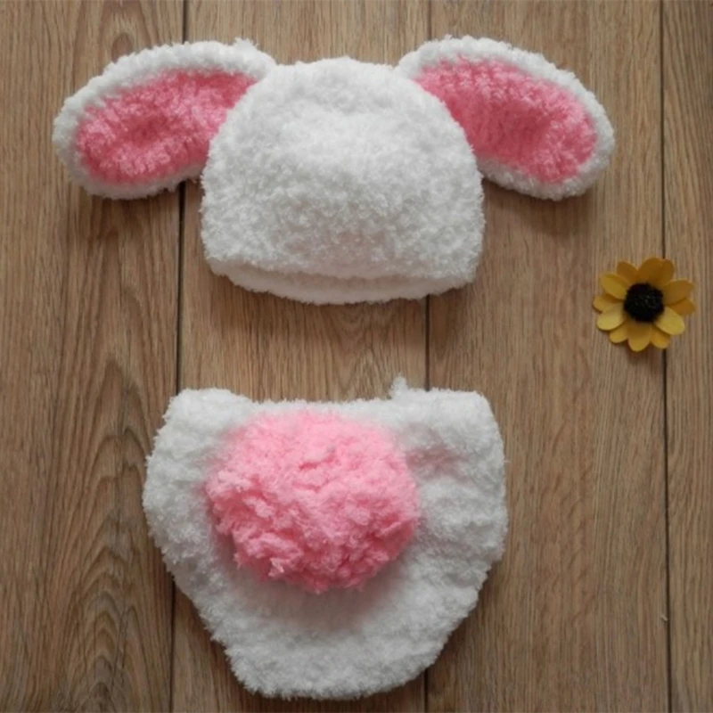 

Baby Photography Props Outfits Lovely Boy Hat Pant Costume Plush Hat Diaper Outfit Set for Boy Girl Birthday Decorations QX2D