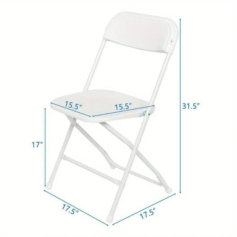 Set of 4 White Foldable Dining Chairs, Folding Chair for Wedding Partie Church