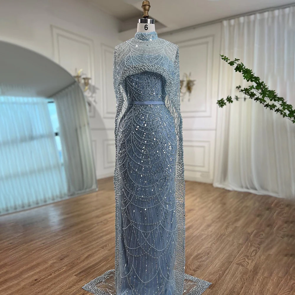 S5b76a847079445c6b2495bfec1b7e4b77 Arabic Nude Mermaid Long Cape Sleeves Luxury Evening Dresses Gowns For Women Wedding Party Mallzona