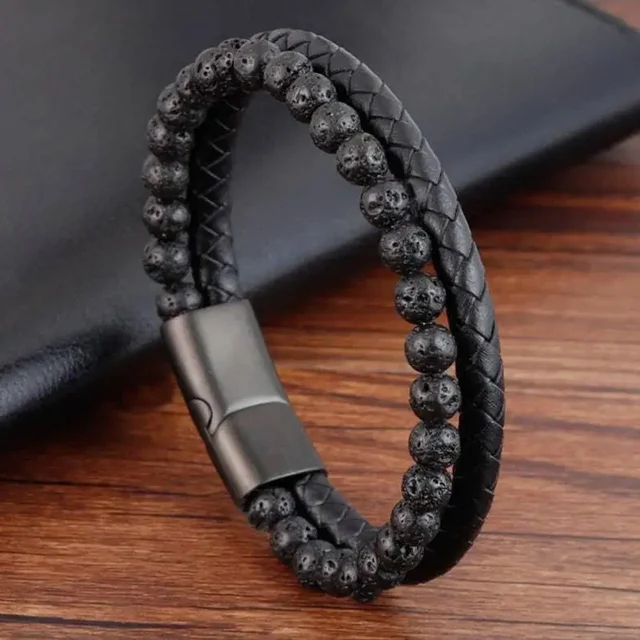 Stainless Steel Bracelet Tiger Eye Stone Beads Bracelet Natural Lava Stone Beads Stainless Steel Bracelet Men Women Jewelry 1