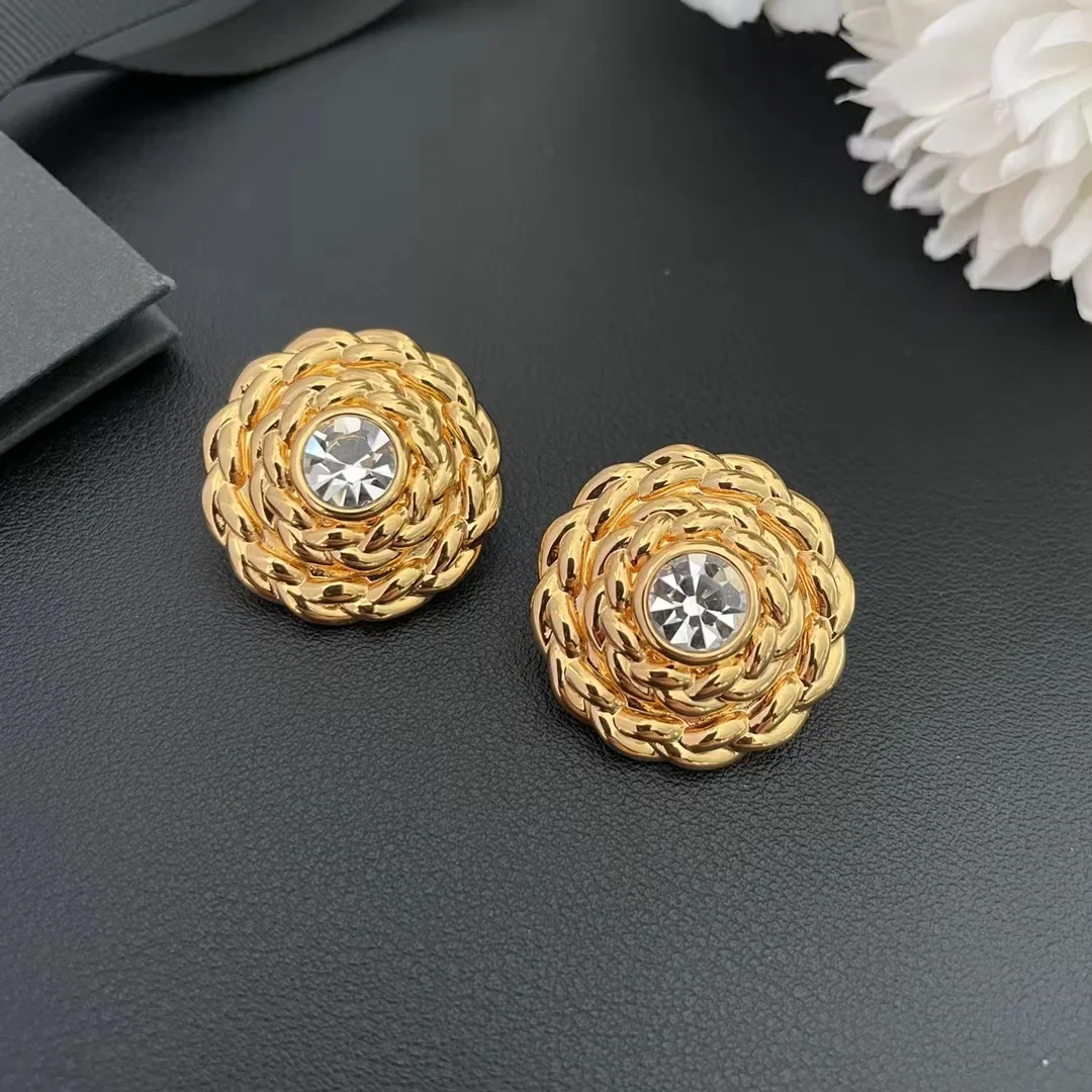 

925 Silver Needle Gold Oval Gem Earrings