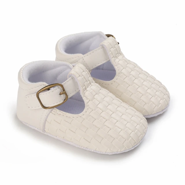 Newborn Toddler Shoes Baby Soft Soled Sandals Lace Soft Soled Shoes Beach Shoes Slippers Non Slip Sandals 0-18M First Walkers E36 white