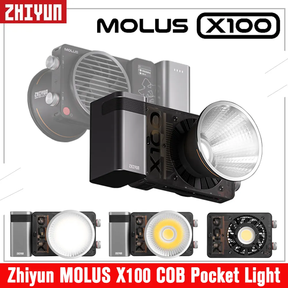 Zhiyun Molus X100 Cob Led Light 100W 2700-6500K Pocket Video Light Per Studio Fotografico Per Youtube/Tiktok Bluetooth Control