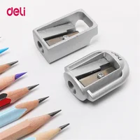 1/2Pcs Deli Zinc Alloy Pencil Sharpener Silver Metal Sharpener School Office Sharpener Stationery Supplies 5