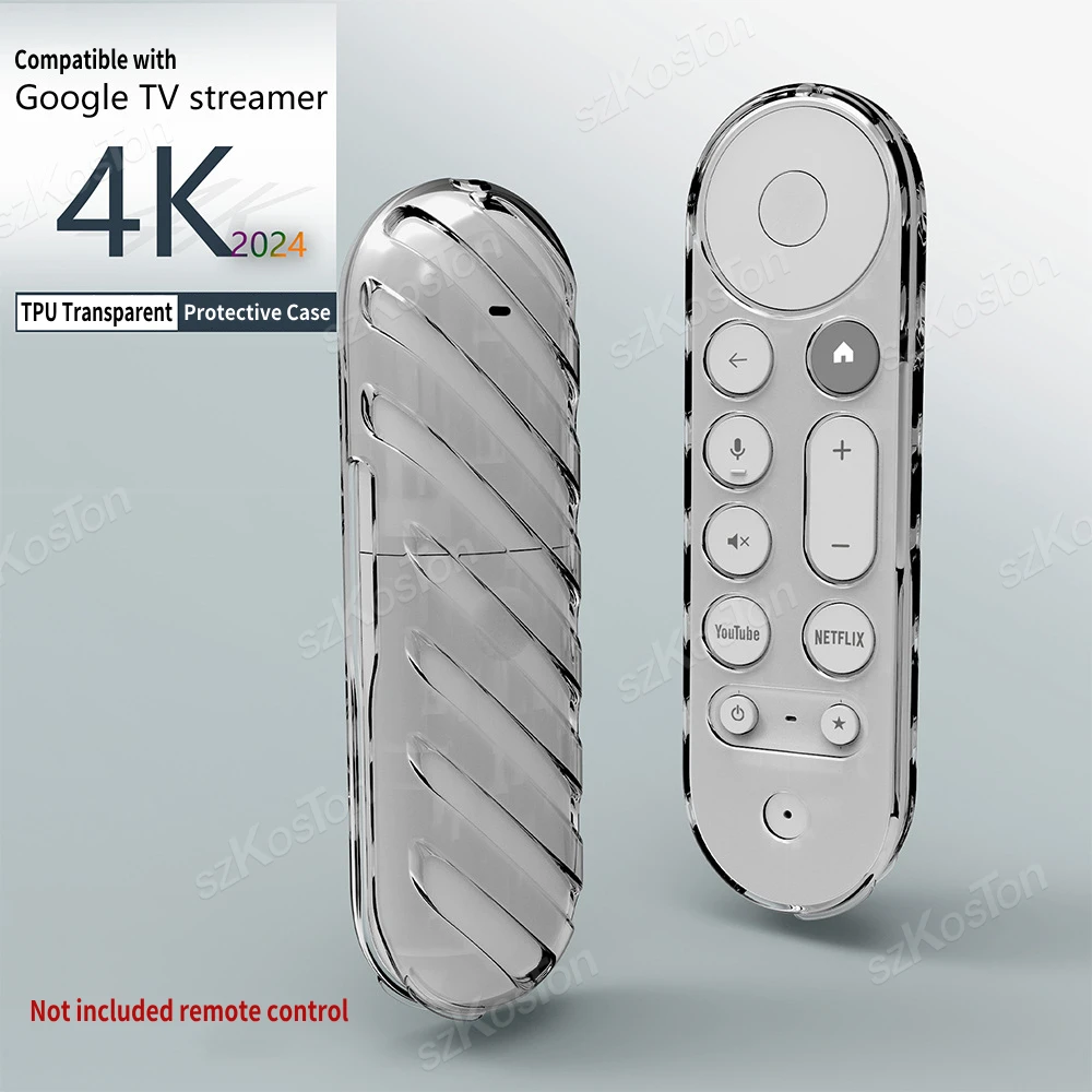 Clear Case for Google TV Streamer 4K 2024 Remote Control Anti-Slipping Protective Case Protection Cover TPU Transparent Shell 2