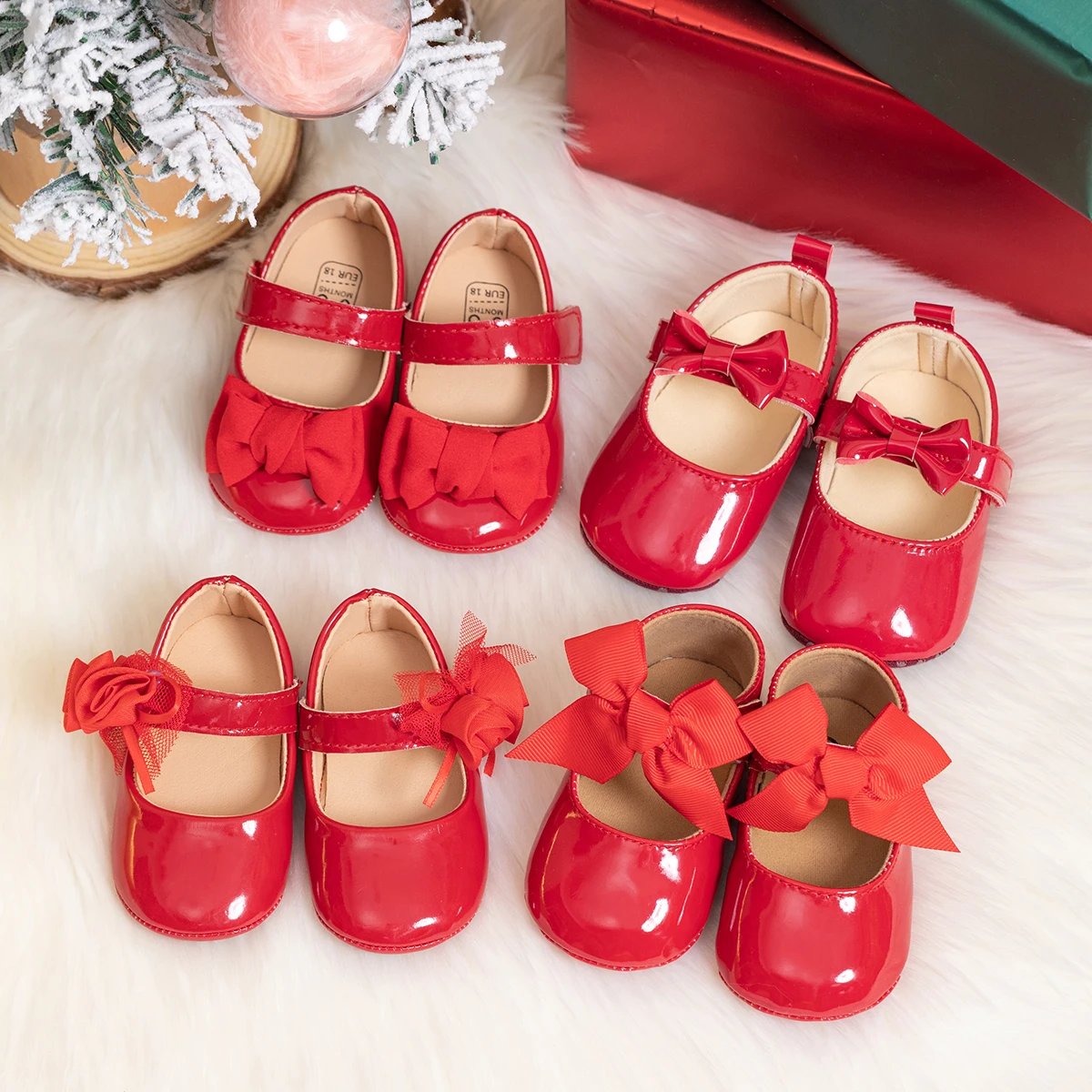 Red Bowknot Baby Shoes Newborn Baby Girl Shoes Mary Jane Flats Pu Leather Wedding Party Princess Shoes Toddler First Walker newborn flower children kids toddler baby leather shoes for little girls white pink flat party wedding dress shoes shoe 2022