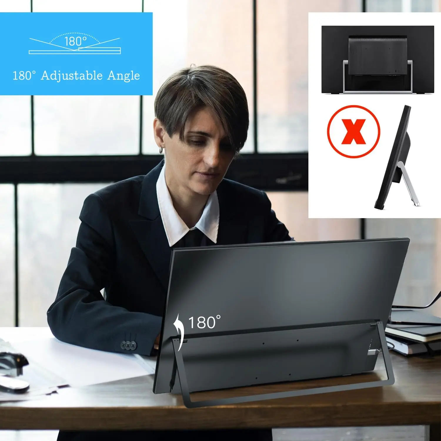 UPERFECT 휴대용 모니터 21.5 인치 1080P 100Hz HDR 12% sRGB FreeSync HDMI USB-C 노트북 맥북 PC Xbox 대형 외부 디스플레이를 위한 스피커 및 스피커 VESA 